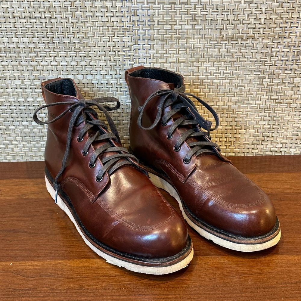 🌟3xHP🌟Broken Homme Jaime Dark Mahogany Brown Leather Lace Up Boots USA 9.5